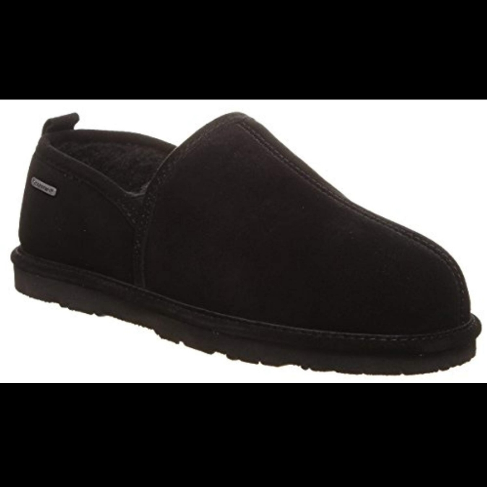 Bearpaw Maddox black suede men slippers slip on size 11